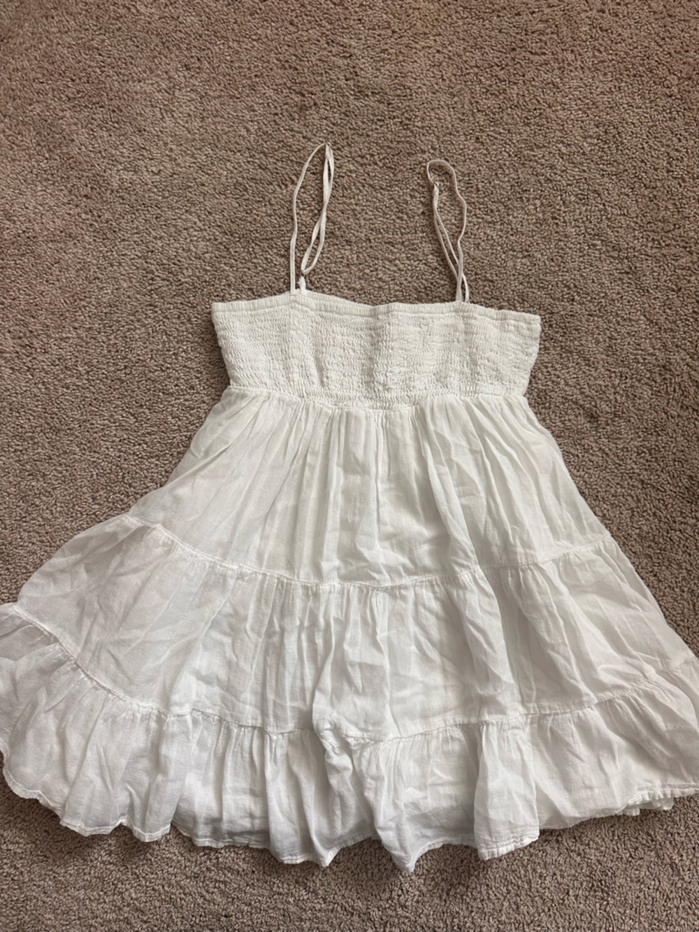 HYFVE White Smocked Tiered Mini Sundress